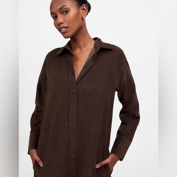 NWT Madewell Corduroy Long-Sleeve Midi Shirtdress | Size XXL - Picture 3 of 9